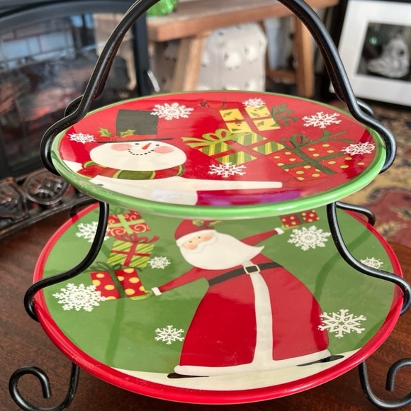 Santa & Snowman Two Tier Server by Certified International for Susan Winget - Picture 6 of 9